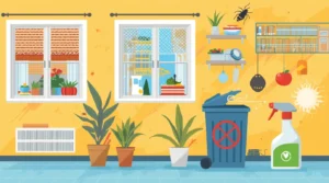 Hogar en España con medidas de prevención contra plagas urbanas durante olas de calor