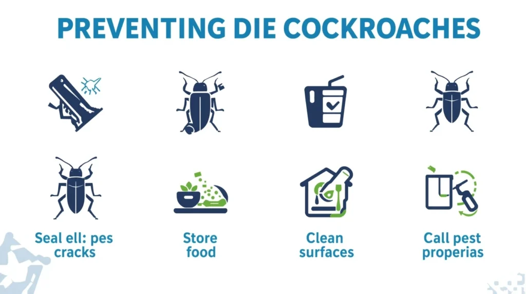 Infografía con pasos clave para prevenir cucarachas en hogares de Torrevieja